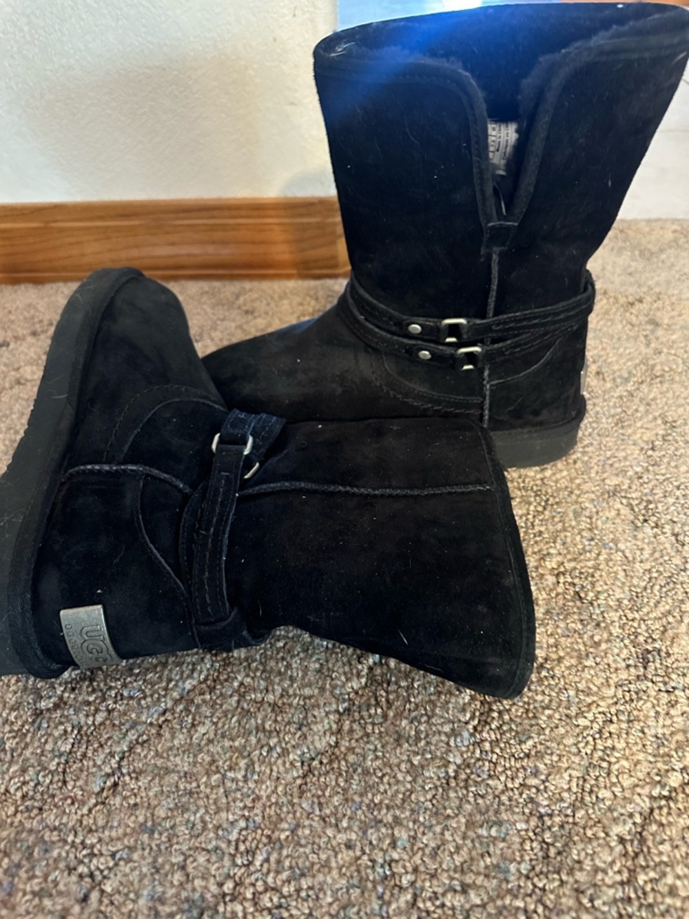 UGG Australia Black Suede Mid-Calf Boot.